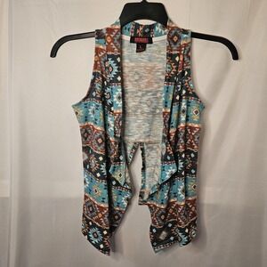 Rock And Roll Aztec Style Vest Draped Southwestern Sz L Westerncore Free Spirit